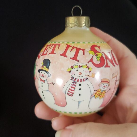 Hallmark Mary Engelbreit "Let It Snow" Snowman Christmas Ornament Dated 1994 - Picture 7 of 13